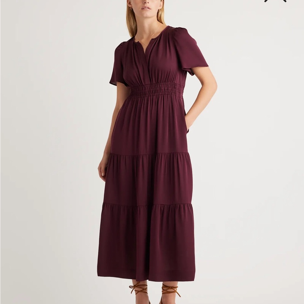 Quince stretch silk tired dress